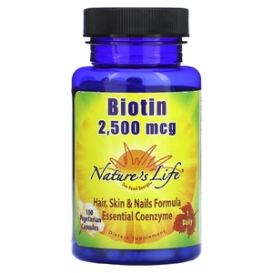 Nature's Life, Биотин, 2500 мкг, 100 вегетарианских капсул