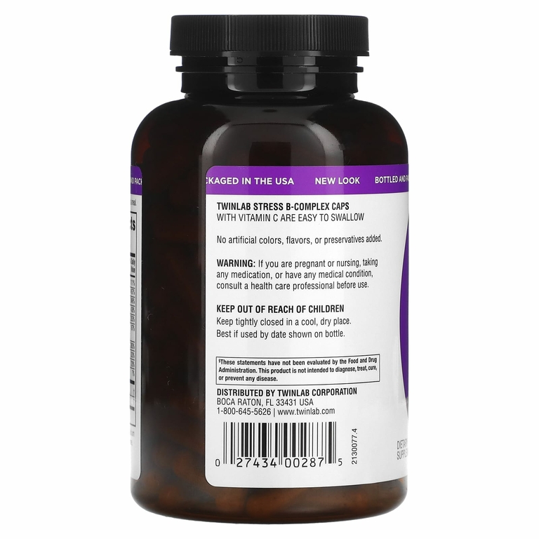 Twinlab, Stress B-Complex, капсулы, 250 капсул