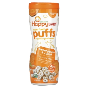 Happy Family Organics, Колечки из суперпродуктов, органическая злаковая закуска, сладкий картофель и морковь, 60 г (2,1 унции) (Товар снят с продажи) 