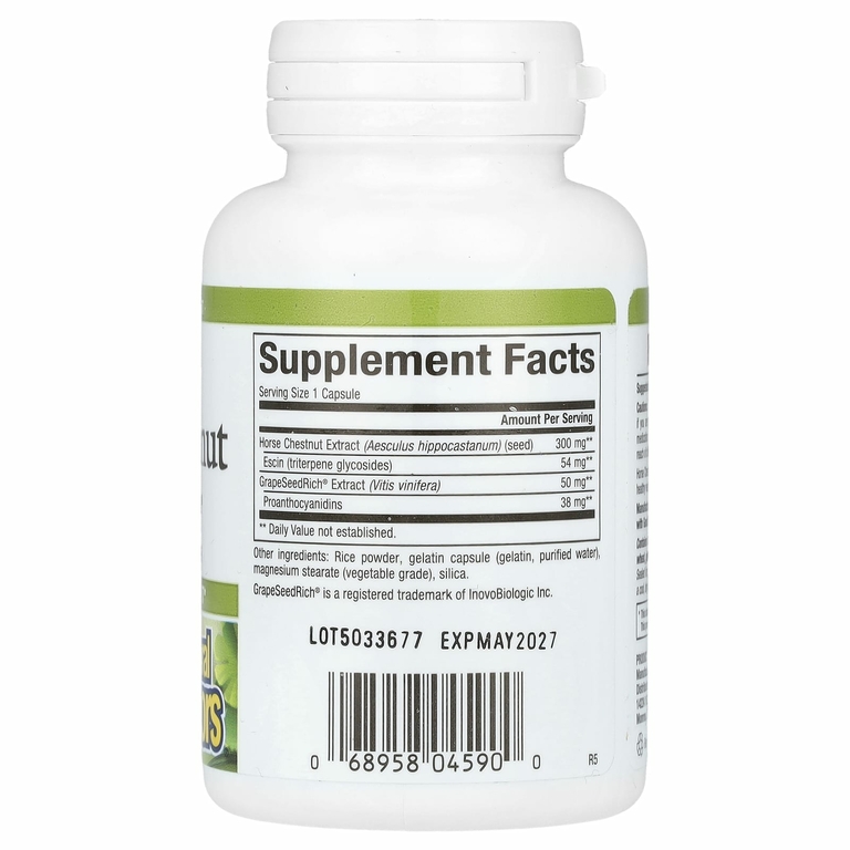 Natural Factors, HerbalFactors, конский каштан с GrapeSeedRich, 350 мг, 60 капсул