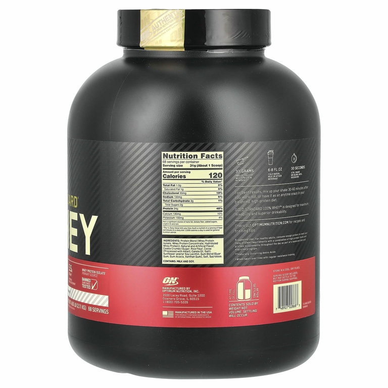 Optimum Nutrition, Gold Standard 100% Whey, сыворотка со вкусом печенья со сливками, 2,1 кг (4,63 фунта)