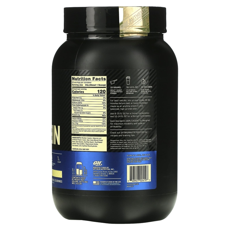 Optimum Nutrition, Gold Standard®, 100% казеин, со вкусом ванили, 825 г (1,81 фунта)