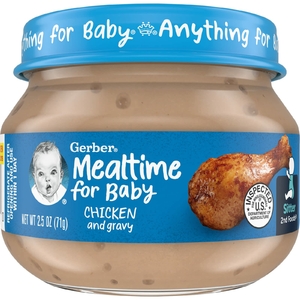 Gerber, Mealtime for Baby, питание для младенцев, с курицей и подливкой, 71 г (2,5 унции)