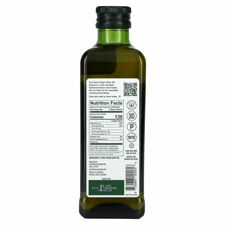 California Olive Ranch, Global Blend, оливковое масло холодного отжима, на каждый день, 500 мл (16,9 жидк. Унции)