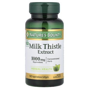 Nature's Bounty, экстракт расторопши, 1000 мг, 50 капсул с быстрым высвобождением