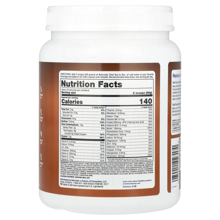 Naturade, Total Soy®, коктейль для снижения веса, шоколад, 540 г (1,2 фунта)