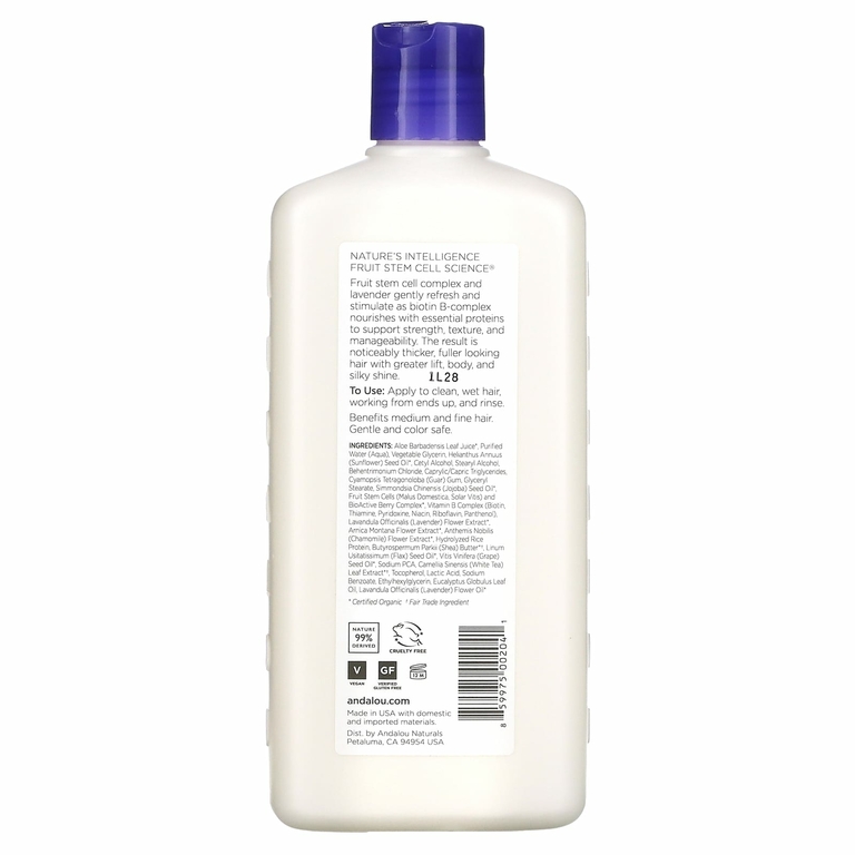 Andalou Naturals, Кондиционер, для объема, густоты, блеска, сияния волос, поднимает от корней, лаванда и биотин, 11,5 ж. унц. (340 мл)