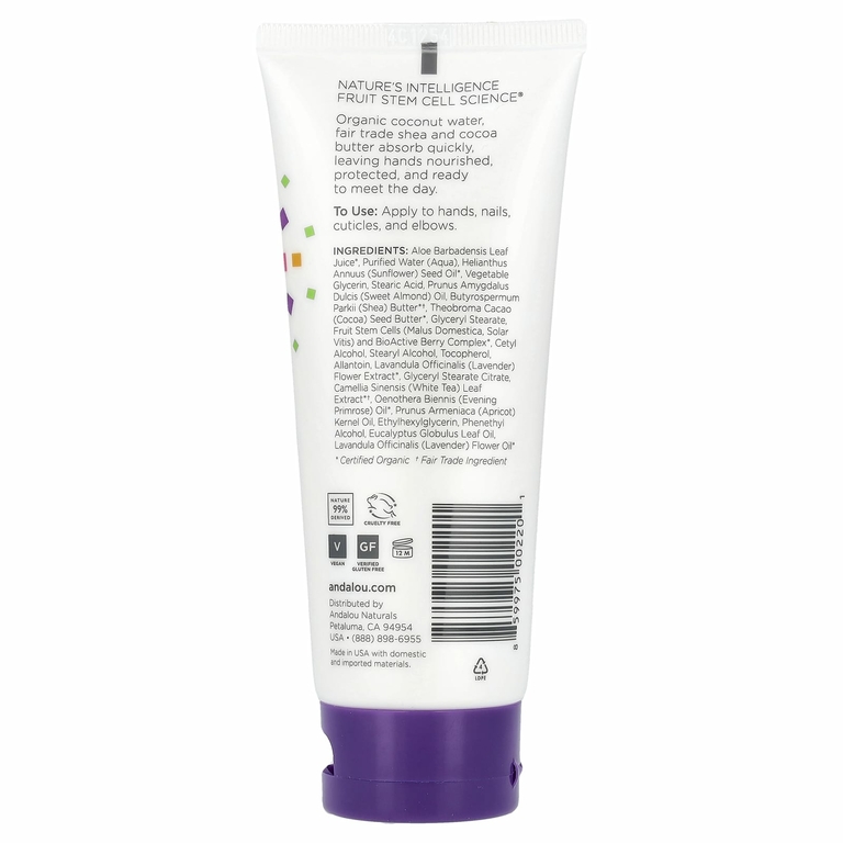Andalou Naturals, A Path of Light®, крем для рук с маслом ши и какао, лаванда, 100 мл (3,4 жидк. Унции)