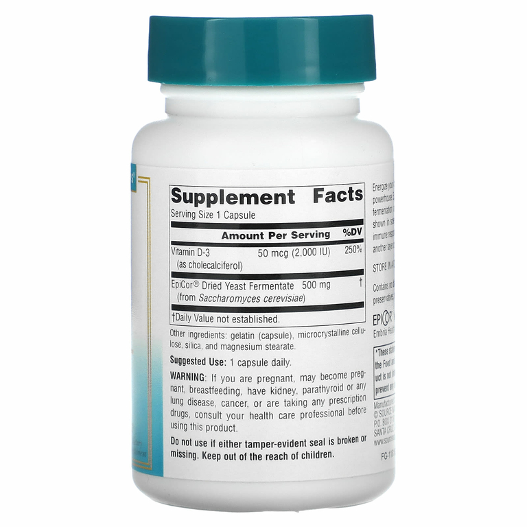 Source Naturals, Wellness, EpiCor с витамином D-3, 500 мг, 30 капсул