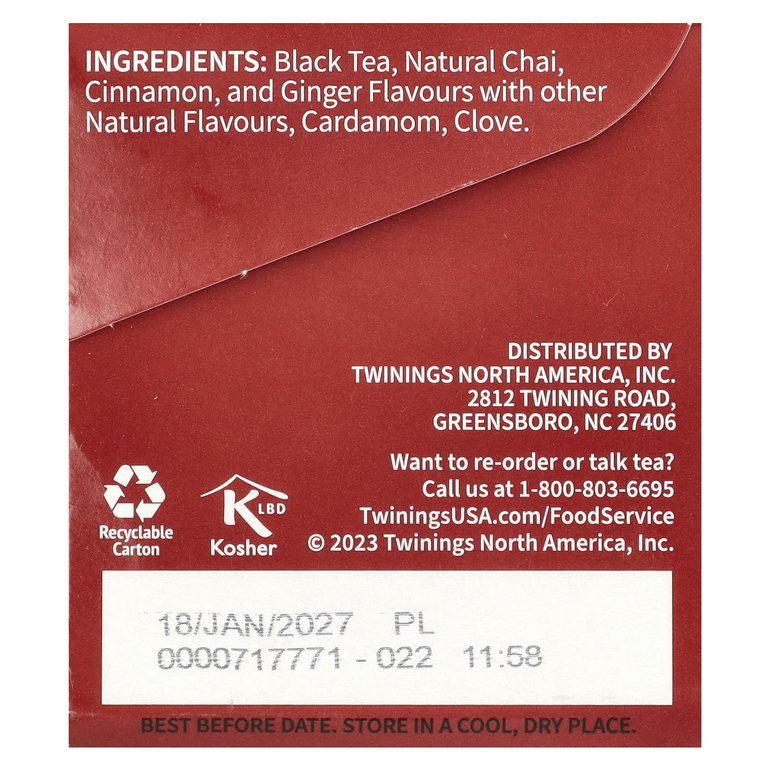 Twinings, Ароматизированный черный чай, чай, 25 чайных пакетиков, 50 г (1,76 унции)