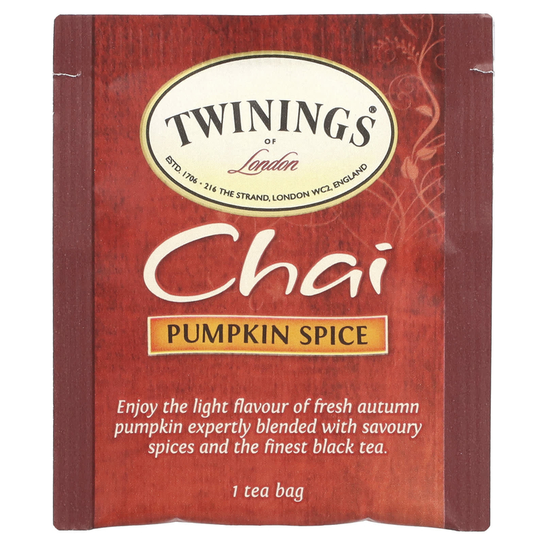 Twinings, Ароматизированный черный чай, чай, тыквенные специи, 20 чайных пакетиков, 40 г (1,41 унции)