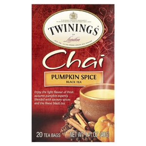Twinings, Ароматизированный черный чай, чай, тыквенные специи, 20 чайных пакетиков, 40 г (1,41 унции)