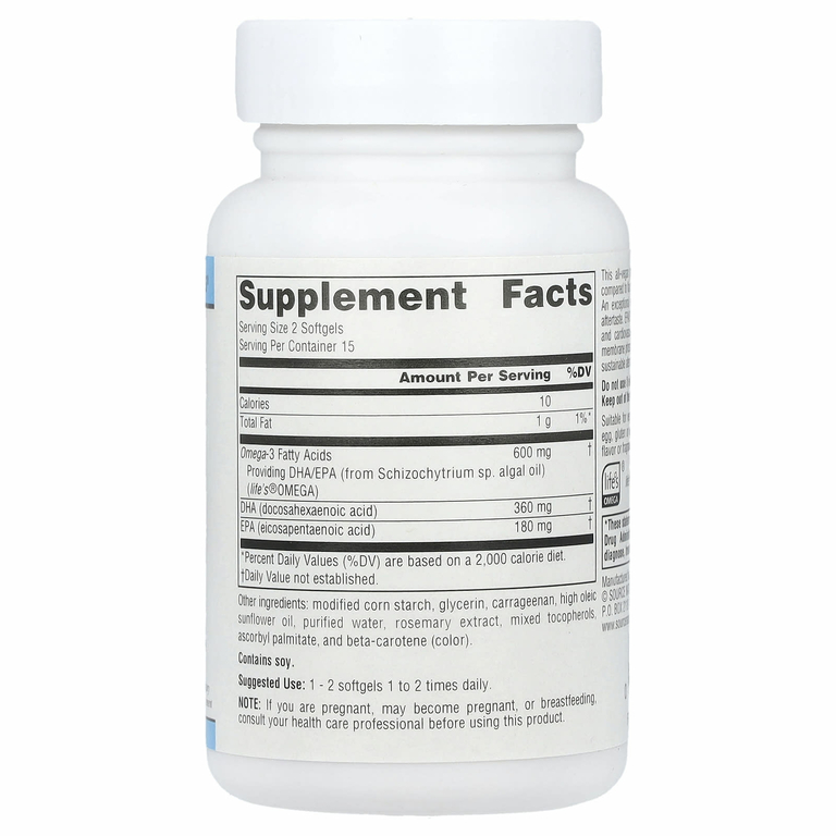 Source Naturals, Vegan Omega-3s EPA-DHA, 300 мг, 30 мягких таблеток