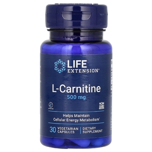 Life Extension, L-карнитин, 500 мг, 30 вегетарианских капсул