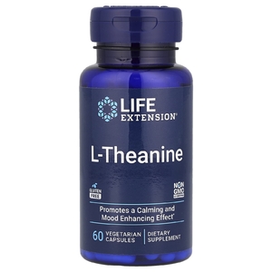 Life Extension, L-теанин, 60 вегетарианских капсул (100 мг в 1 капсуле)