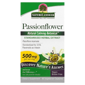 Nature's Answer, пассифлора, 500 мг, 60 вегетарианских капсул (250 мг в 1 капсуле)