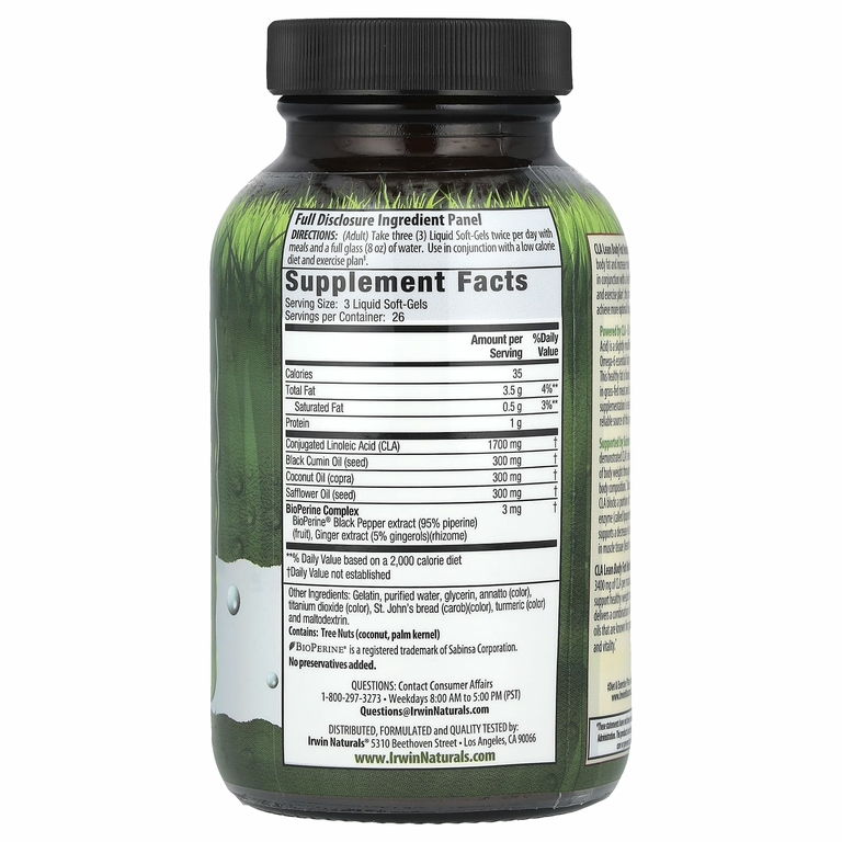 Irwin Naturals, C.L.A. Lean, Body Fat Reduction, 80 мягких желатиновых капсул с жидкостью