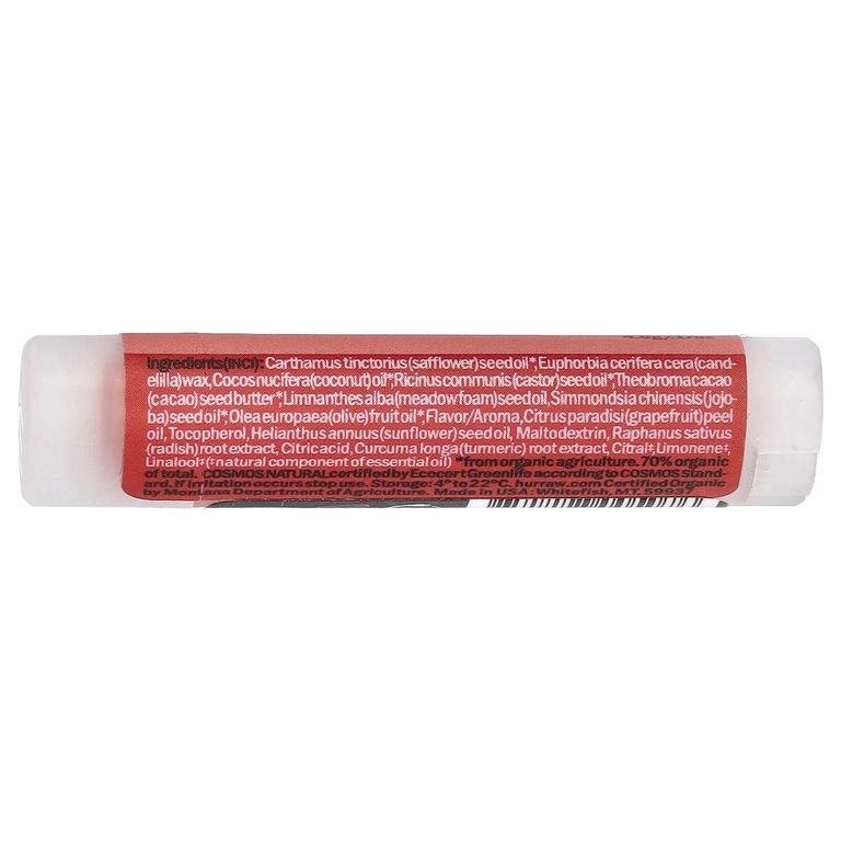Hurraw! Balm, бальзам для губ, грейпфрут, 4,8 г (0,17 унции)