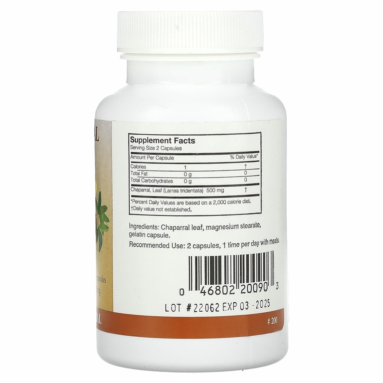 Arizona Natural, Чапараль, 90 капсул (250 мг на капсулу)