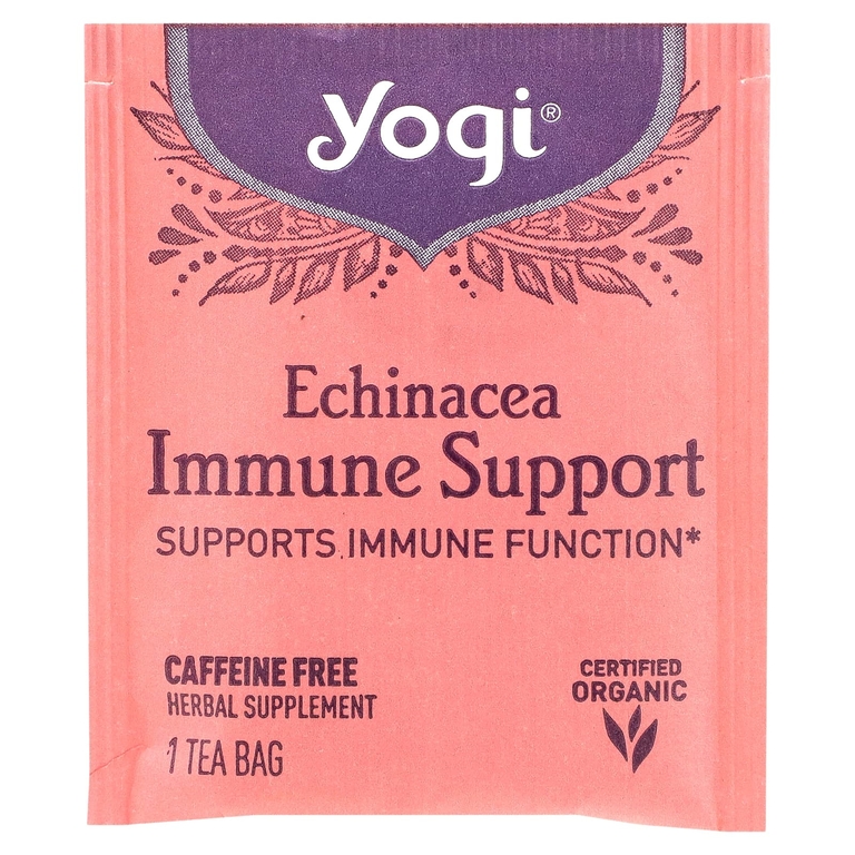 Yogi Tea, эхинацея, поддержка иммунитета, без кофеина, 16 чайных пакетиков, 24 г (0,85 унции)
