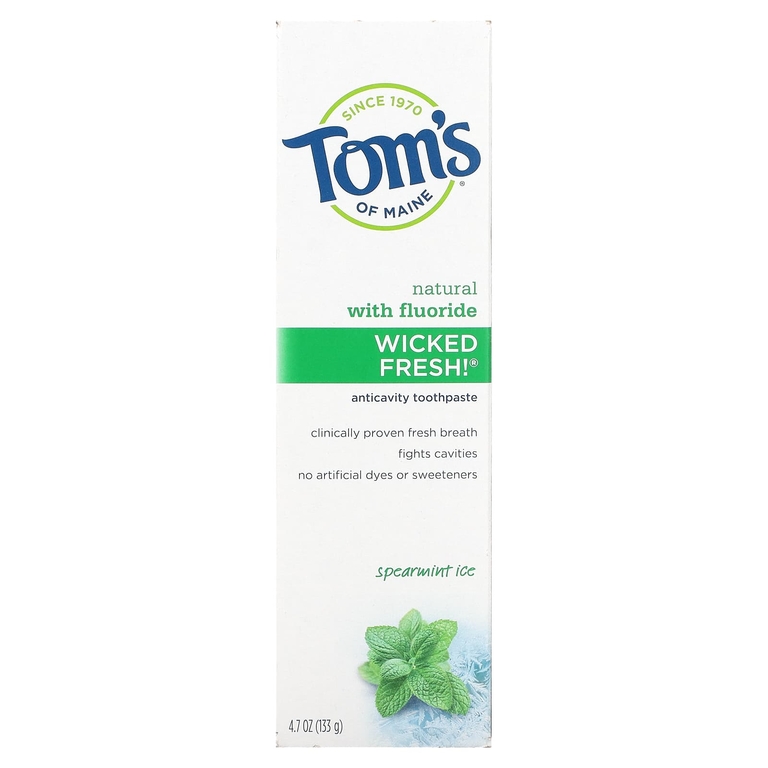 Tom's of Maine, Wicked Fresh, натуральная зубная паста от кариеса с фтором, мятный лед, 133 г (4,7 унции)