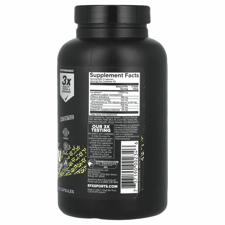 EFX Sports, Kre-Alkalyn Hardcore, 120 капсул