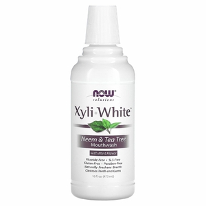 NOW Foods, Solutions, жидкость для полоскания рта Xyli-White, без фтора, нима и чайного дерева со вкусом мяты, 473 мл (16 жидк. унц.)