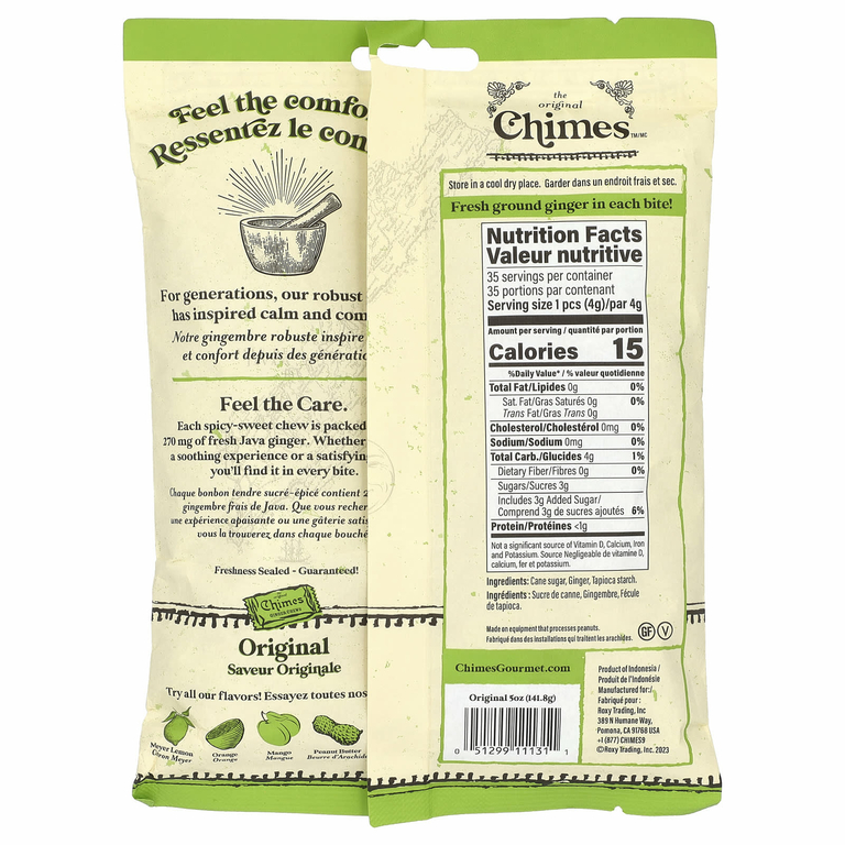 Chimes, имбирные жевательные конфеты, оригинальный вкус, 141,8 г (5 унций)