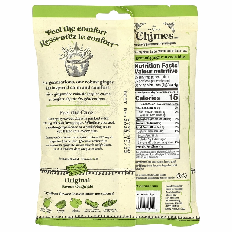 Chimes, имбирные жевательные конфеты, оригинальный вкус, 141,8 г (5 унций)