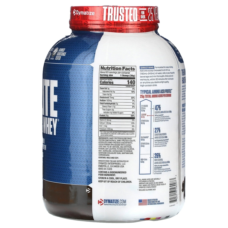 Dymatize, Elite 100%, сывороточный протеин в порошке, насыщенный шоколад, 2,3 кг (5 фунтов)