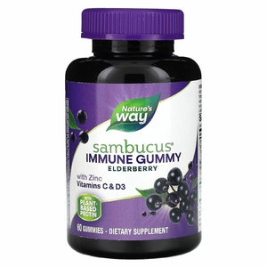 Nature's Way, Sambucus®, жевательная добавка для укрепления иммунитета, со вкусом бузины, 60 жевательных таблеток