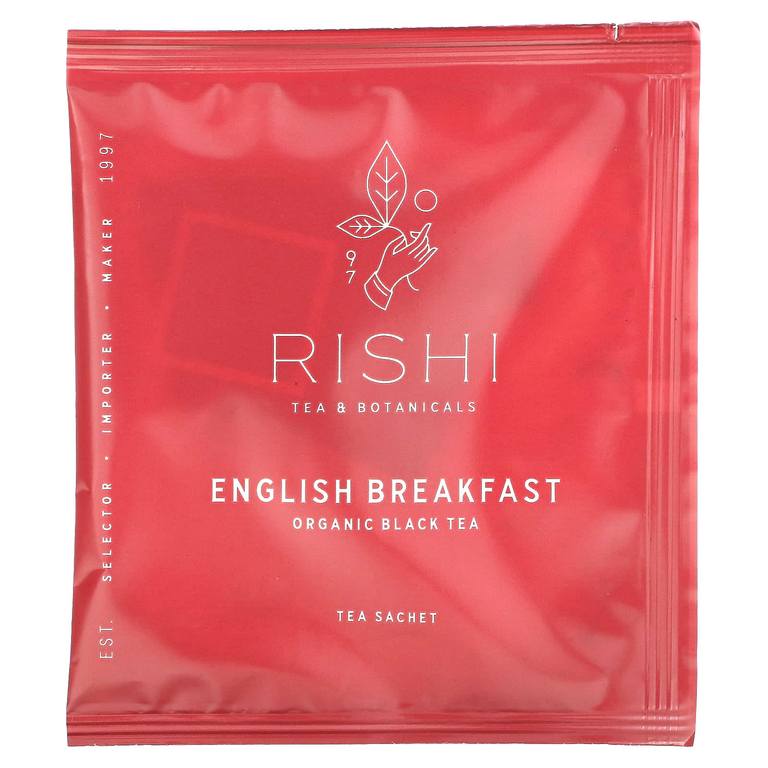Rishi Tea, Органический черный чай, английский завтрак, 15 пакетиков, 48 г (1,69 унции)
