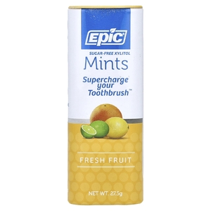 Epic Dental, Со 100% подслащенным ксилитом, свежие фрукты и фрукты, конфеты, без сахара, 30 г