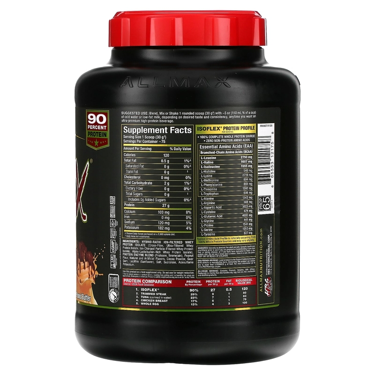 ALLMAX, Isoflex, чистый изолят сывороточного протеина, шоколад с арахисовой пастой, 2,27 кг (5 фунтов)