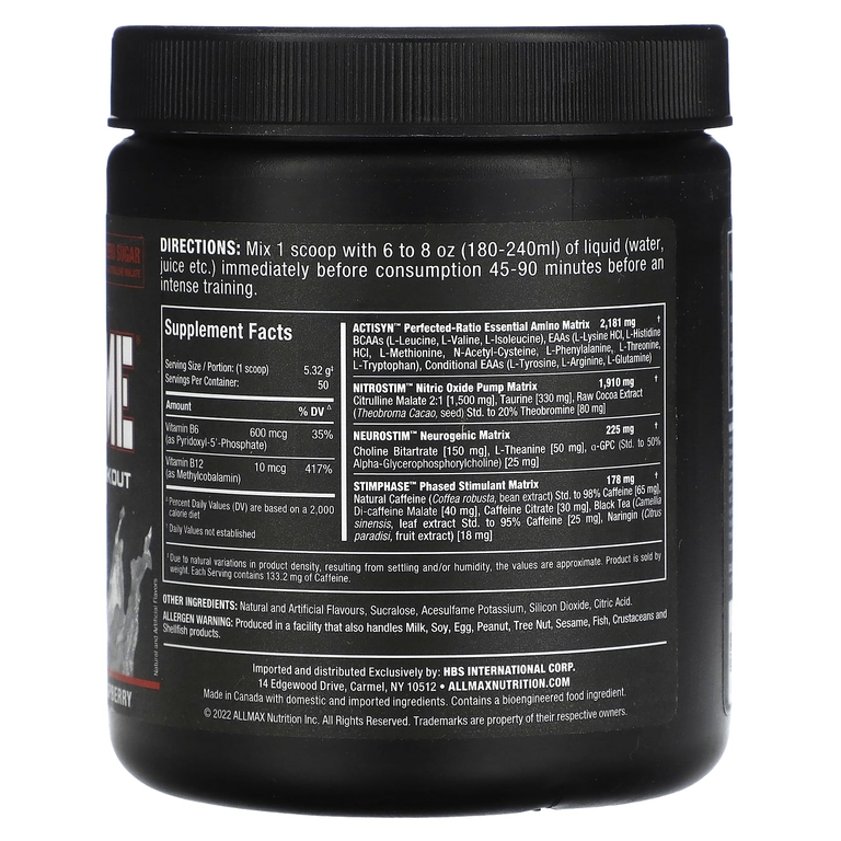 ALLMAX, MusclePrime®, предтренировочный комплекс для улучшенных продуктов, белая малина, 266 г (9,4 унции)