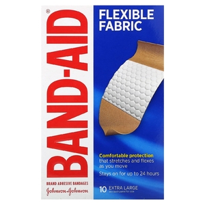 Band Aid, лейкопластыри, гибкая ткань, очень большие, 10 шт. (Товар снят с продажи) 