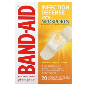 Band Aid, Пластыри, защита от инфекций с неоспорином, разные размеры, 20 повязок (Товар снят с продажи) 