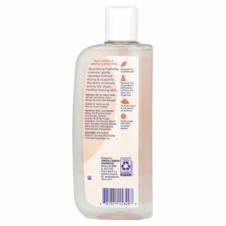 Clean & Clear, Essentials, очищающая пенка, для чувствительной кожи, без отдушки, 240 мл (8 жидк. унций) (Товар снят с продажи) 