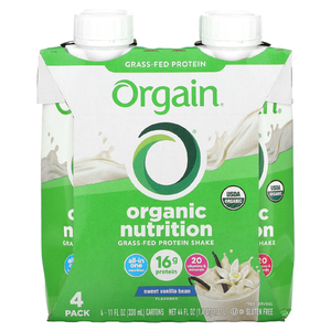 Orgain, Organic Nutrition, протеиновый коктейль из молока коров травяного откорма, со вкусом сладкой ванили, 4 пакетика по 330 мл (11 жидк. унций)