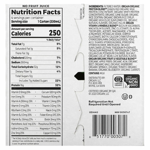 Orgain, Organic Nutrition, питательный коктейль, клубника и сливки, 4 упаковки по 330 мл (11 жидк. унц.)