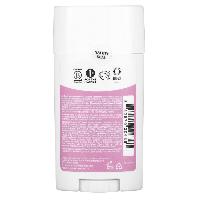 All Good Products, Дезодорант, розовая герань и жасмин, 71 г (2,5 унции) (Товар снят с продажи) 