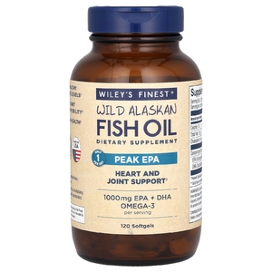 Wiley's Finest, жир дикой аляскинской рыбы, максимальное содержание ЭПК, 120 капсул