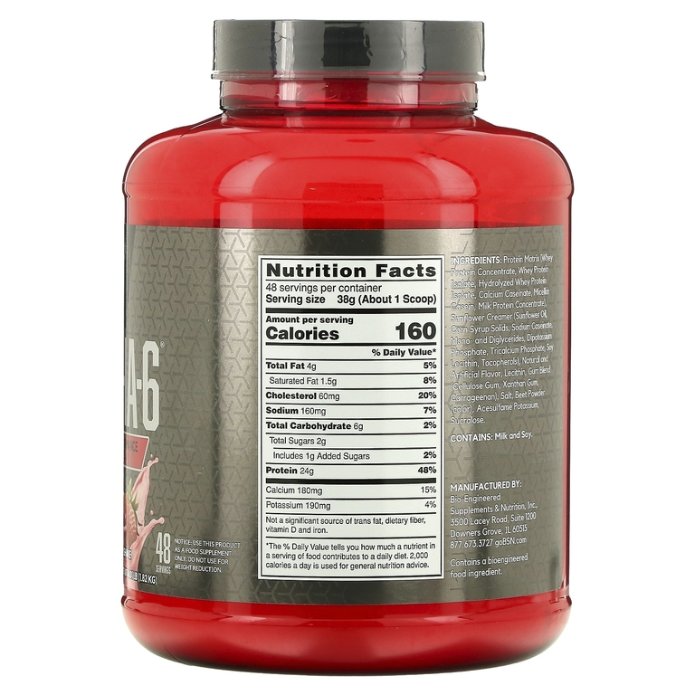 BSN, Syntha-6 Edge, смесь протеина в порошке, клубничный молочный коктейль, 1,82 кг (4,01 фунта)