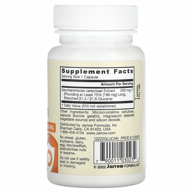 Jarrow Formulas, бета-глюкан, 250 мг, 60 капсул