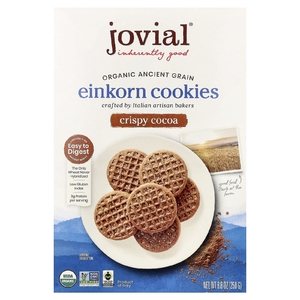 Jovial, Органическое печенье из пшеницы-однозернянки, хрустящее, с какао, 8,8 унций (250 г)