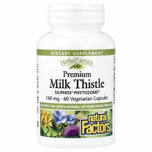 Natural Factors, Herbal Factors®, расторопша высшего качества, 160 мг, 60 вегетарианских капсул