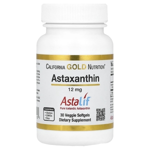 California Gold Nutrition, астаксантин, чистый исландский продукт AstaLif, 12 мг, 30 растительных мягких таблеток