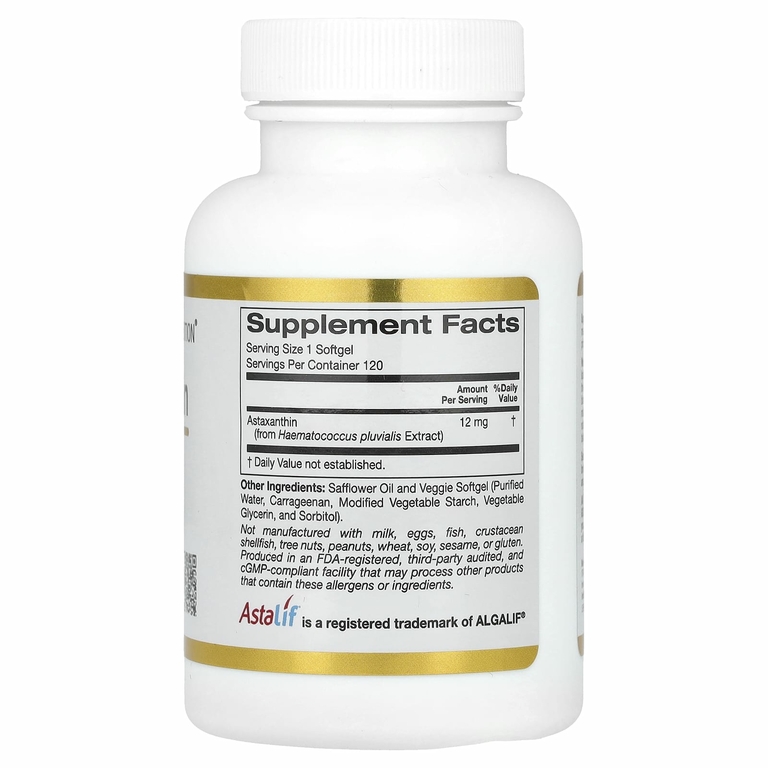 California Gold Nutrition, чистый исландский астаксантин Astalif®, 12 мг, 120 растительных капсул