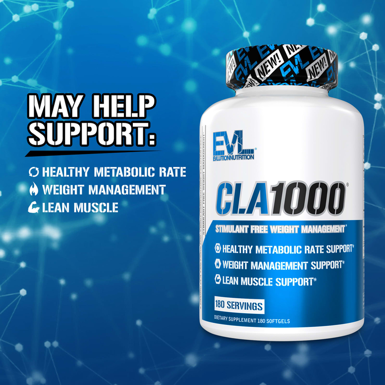 EVLution Nutrition, CLA1000, добавка для коррекции веса без стимуляторов, 90 капсул