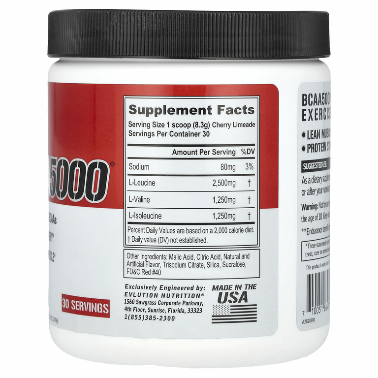 EVLution Nutrition, BCAA 5000, Cherry Limeade, 8.78 oz (249 g)